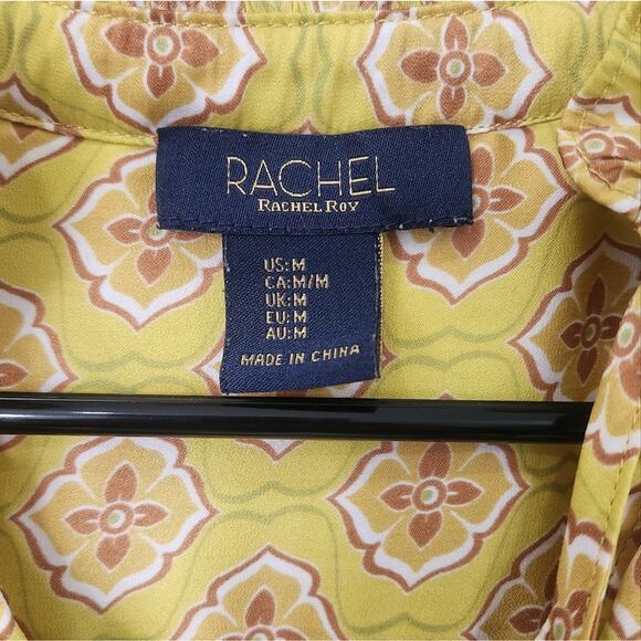 Rachel Rachel Roy Chartreuse Career Blouse Long Sleeve Tie Front medium - Picture 4 of 4